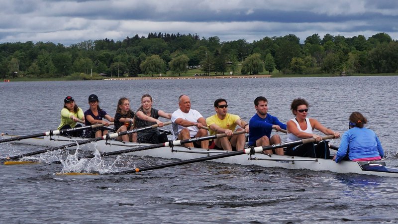 Racing eights at Guelph Lake